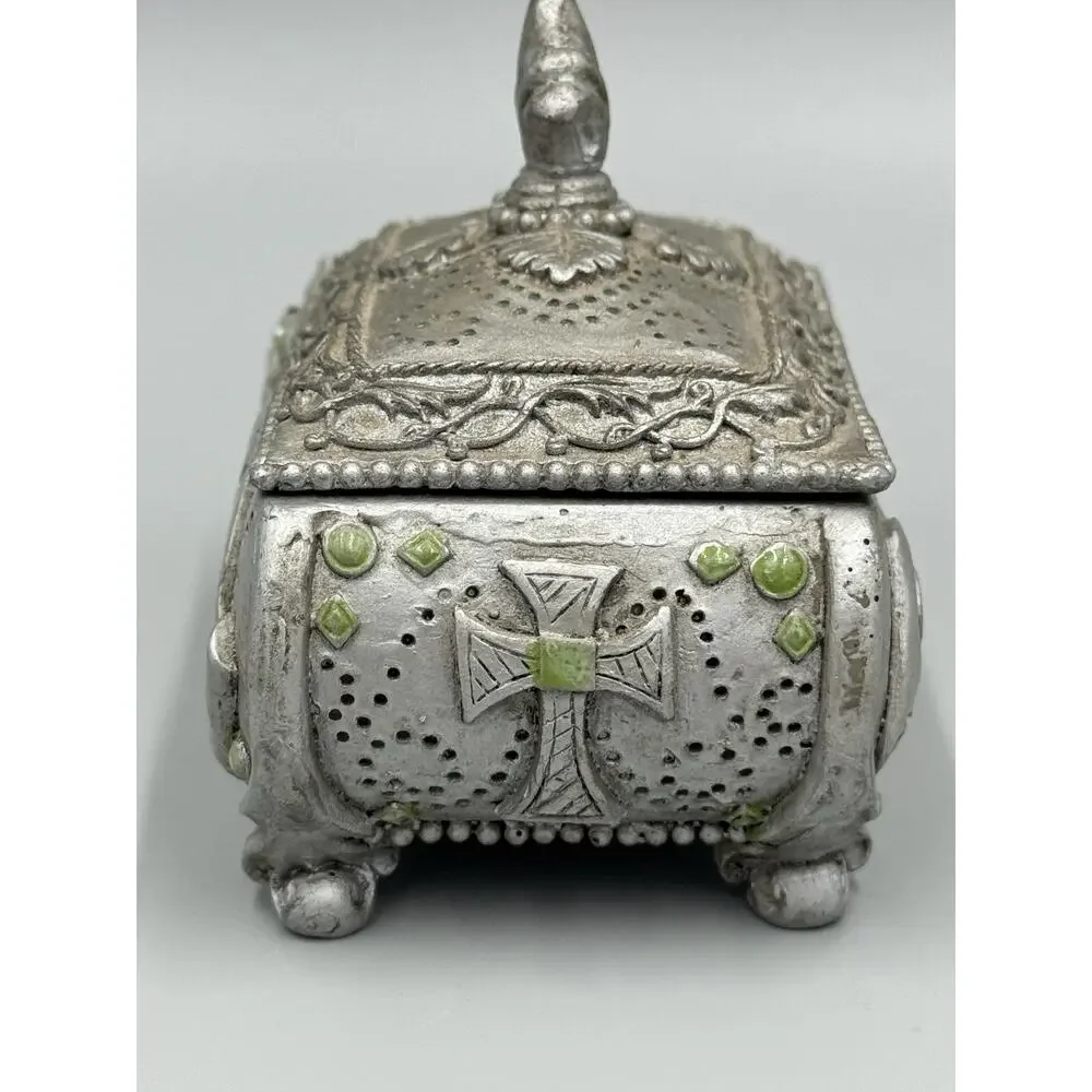 Gray‎ Colored Victorian Design Style “Gather Your Dreams” Trinket Box READ